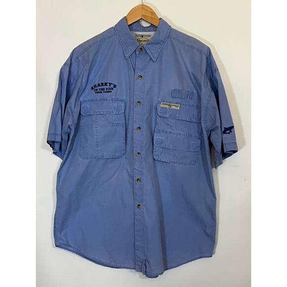 Hook & Tackle Outfitters Technical Fishing Gear Sharky's On the Pier Men's shirt - Picture 1 of 16